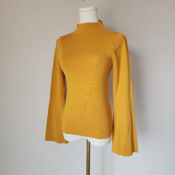NWT Maeve By Anthropologie Bell Sleeve Mock Neck Sweater Orange - Picture 2 of 11